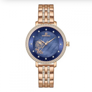 NAVIFORCE NF5017 RoseGold Stainless Steel Analog Watch For Women - Royal Blue & RoseGold